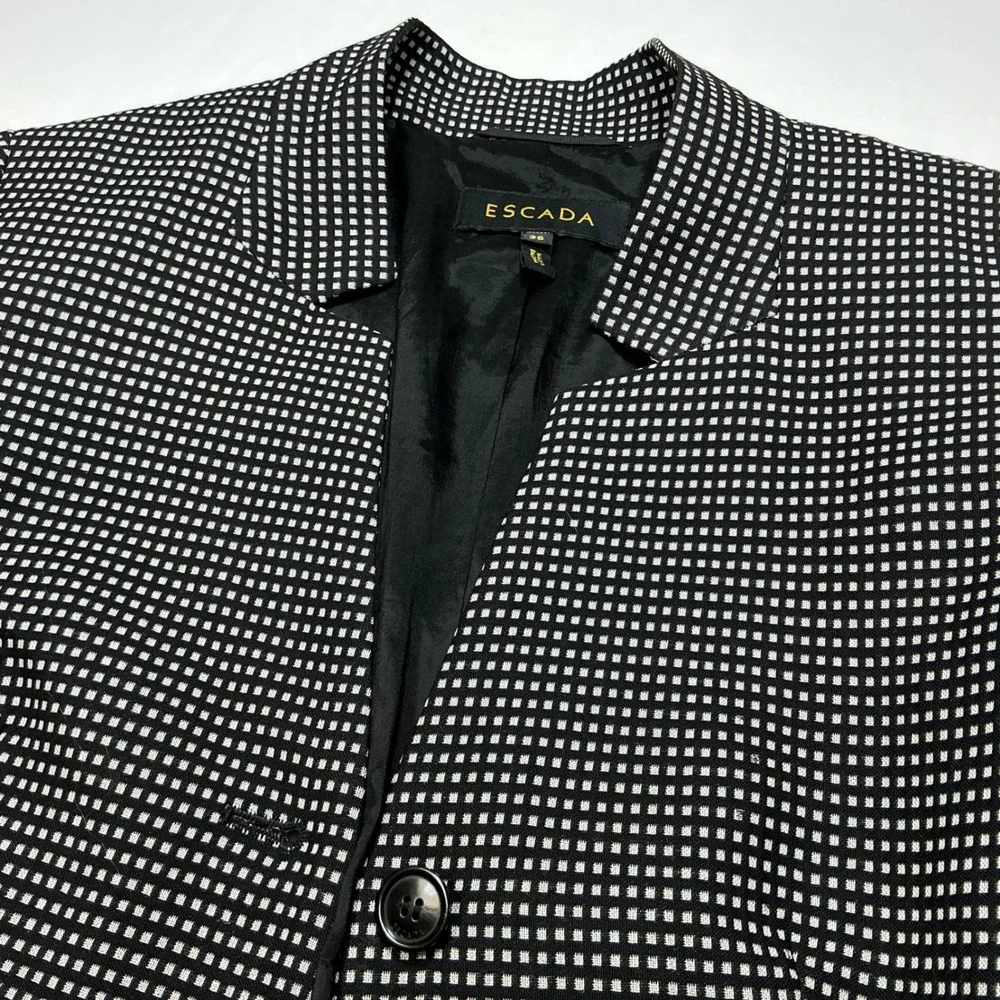 ESCADA Blazer Black & White Checkered Print Career‎ Business Casual Coat